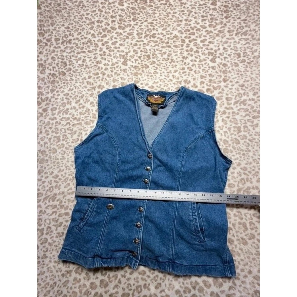 Vintage Harley-Davidson Women's Denim Vest – Size Large - Picture 6 of 8